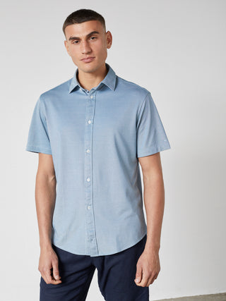 REDGREEN AMOS PIQUE SHIRT SS Shirt BLUE MELANGE