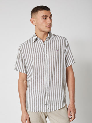 REDGREEN ASGER LINEN SHIRT SS Shirt 1774 Olive Stripe