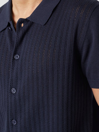 REDGREEN CADEN KNITTED POLO SS Knit 0682 NAVY