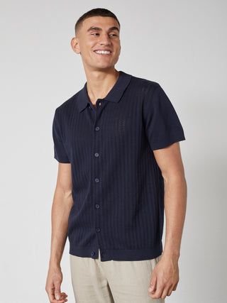REDGREEN CADEN KNITTED POLO SS Knit 0682 NAVY