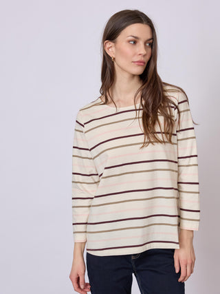 REDGREEN WOMAN Croco T-shirt Short Sleeve Tee 141 Rose Stripe
