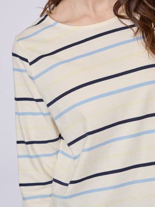 REDGREEN WOMAN Croco T-shirt Short Sleeve Tee 163 Blue Stripe