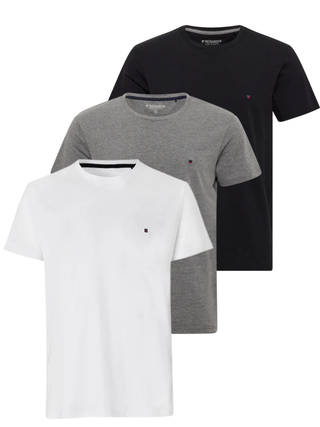 3-pak Redgreen T-shirts til mænd i hvid, grå og sort – rund hals med diskret broderet logo