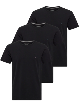 3-pak sorte T-shirts til mænd fra Redgreen – klassisk rund hals med broderet logo